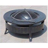 Round Fire Pit Bbq Grill Wood Burner