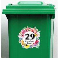 Festive Personalised Colour Floral Bin Stickers