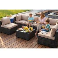 Outdoor 6-Seater Modular Rattan Corner Sofa Set with Coffee Table