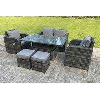 Grey Rattan Garden Dining Set - Weather-Resistant Reclining Lounger