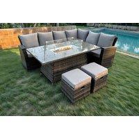 8-Seater Weatherproof Rattan Dining Set With Fire Pit Table