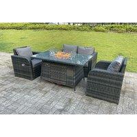 Mixed Grey Garden Rattan Fire Pit Sofa Set - Weatherproof & Stylish