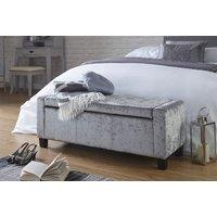 Verona Grey Crushed Velvet Ottoman Bench