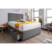 Modern Velvet Divan Bed - 6 Sizes, 3 Colours & Storage Options! - Silver