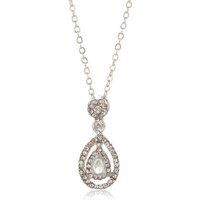 Exquisite Silver Teardrop Crystal Pendant Necklace