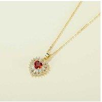 Luxurious Gold & Red Crystal Love Heart Necklace