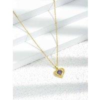 Gold Heart Amethyst Crystal Necklace - Silver