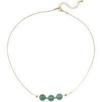 Exquisite Gold-Tone Jade Beads Necklace