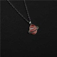 Radiant Red Mars Pendant Necklace - Adjustable Copper Silver Gold Tone Chain, Statement Space Jewellery