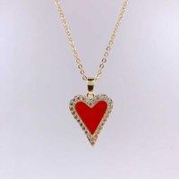 Exquisite Red Heart Necklace With Crystal Sparkle