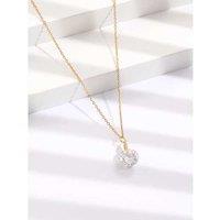 Gold Solitaire Crystal Pendant Necklace - Adjustable Chain, Gift-Ready, Minimalist Jewellery