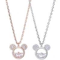 Mickey & Minnie Sparkling Crystal Cz Necklace