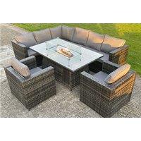 8-Seater Garden Rattan Dining Set - Fire Pit Or Lifting Table