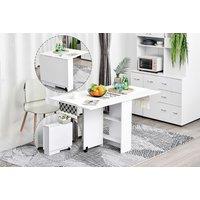 Mobile Drop Leaf Kitchen Dining Table W/ Wheels & Storage