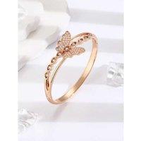 Exquisite Gold-Tone Hinged Butterfly Bangle