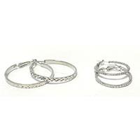 Set Of 2 Silver Sparkle Hoop Earrings