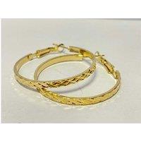 Dazzling Set Of 2 Gold Sparkle-Cut Hoop Earrings