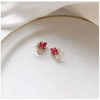 Charming Minnie Red Bow Sterling Silver Earrings