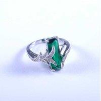 Stunning Green Crystal Rectangle Ring - 5 Sizes Available