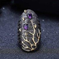 Gleaming Tungsten Tree Gemstone Ring - A Touch Of Nature'S Elegance