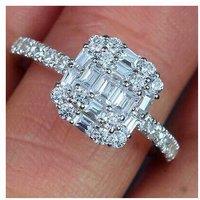 Elegant Square Silver Diamond Ring - Available In 5 Sizes