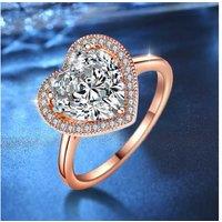 Heart-Shaped Crystal Ring In Rose Gold