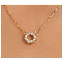 Crystal Clear Diamond Round Necklace - Silver