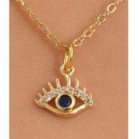 Elegant Blue Crystal Evil Eye Necklace With Gold Tone Finish