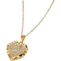Dazzling Crystal Heart Gold Pendant Necklace - Adjustable Copper Chain, Statement Jewellery