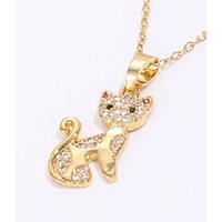 Exquisite Cat Crystal Gold Necklace