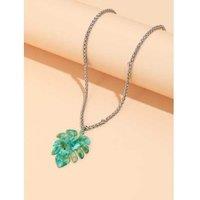 Exquisite Stainless Steel Green Leaf Keel Necklace