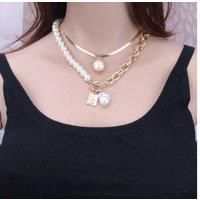 Radiant Gold Pearl Chunky Chain Choker Necklace