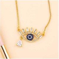 Glamorous Blue Eye Zircon Necklace In Luxurious Gold Tone