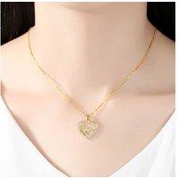 Glamorous Double Heart Crystal Gold Necklace