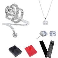 Elegant Necklace, Ring & Stud Earrings Tri-Set