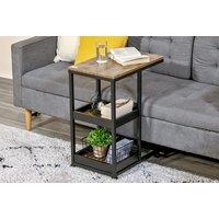 HOMCOM Industrial C-Shaped Steel Bedside Table with Storage Shelves - Space-Saving Bedroom Furniture