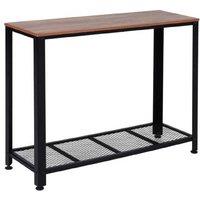 Homcom Industrial Steel Frame Console Table - Chestnut Mdf Top, 30Kg Capacity, Modern Bedroom Accent