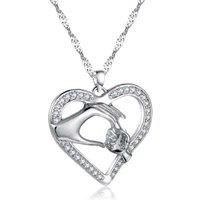 Heart-Shaped Crystals Silver Necklace