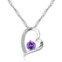 Exquisite Purple Heart Necklace & Earrings Set With Gift Box