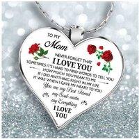 To My Mum Red Rose Silver Necklace