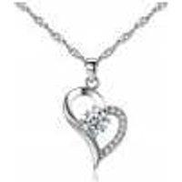 Exquisite Heart Pendant Jewellery Set - Rhodium-Plated Necklace & Earrings with Gift Box