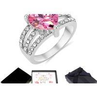 Pink Crystal Heart Rings+Message Box