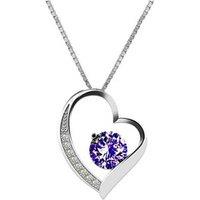 Amethyst Heart Pendant W/ Chain Necklace - Silver