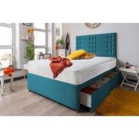 Modern Teal Velvet Divan Bed - 6 Sizes & Storage Options!