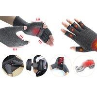 Compression Therapy Half Gloves - 2 Sets & 3 Sizes! - Black