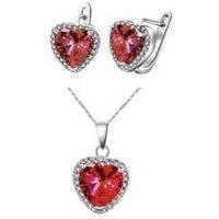 White Gold Heart Necklace & Earrings