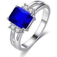 Dazzling Blue Crystal Jewellery Set - Rhodium-Plated Ring & Earrings, Cubic Zirconia, 2-Piece Gift Set