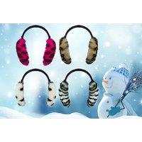 12 Adjustable Animal Print Earmuffs - Black