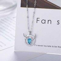 Dazzling Silver-Tone Blue Crystal Antler Necklace