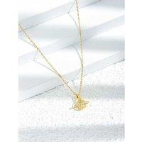 Gold Tone Planet Hollow Pendant Necklace - Silver